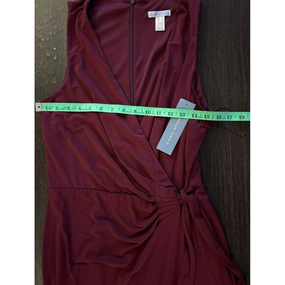 NWT London Times Wine Color Sleeveless Wrap Jumpsuit Size 12 - Picture 7 of 9